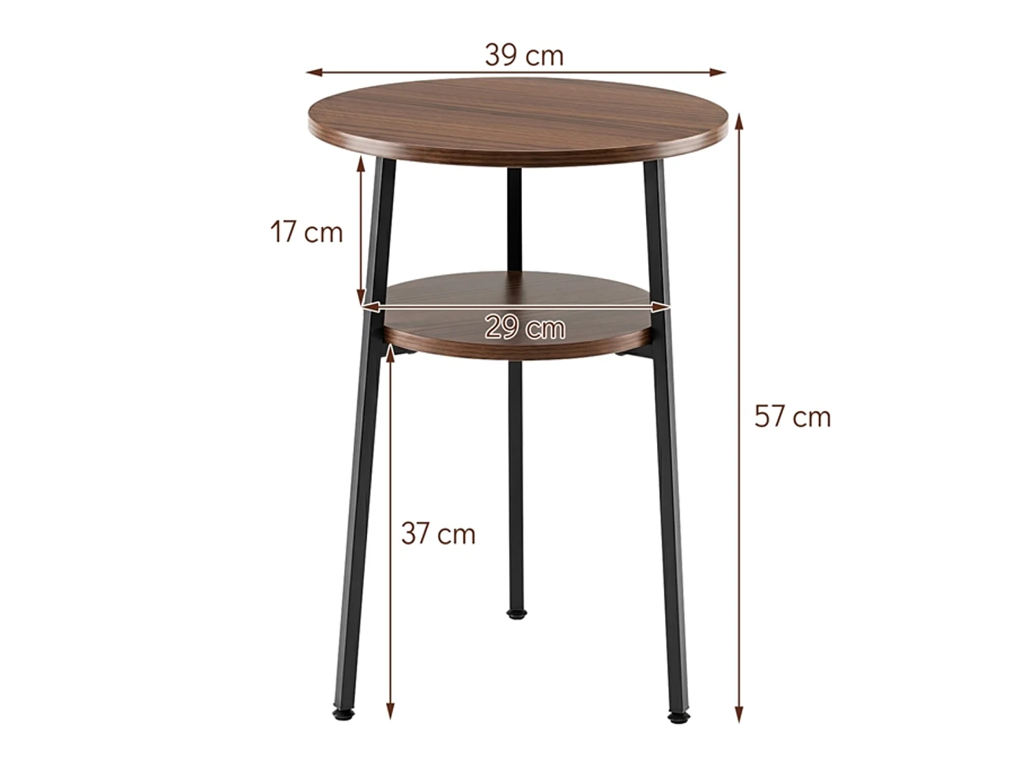 Set med 2 runda soffbord med hylla Set med soffbord till vardagsrummet