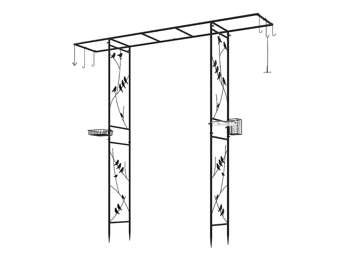 Arche de jardin avec supports pour nourrir les oiseaux – Pergola de jardin 213 cm