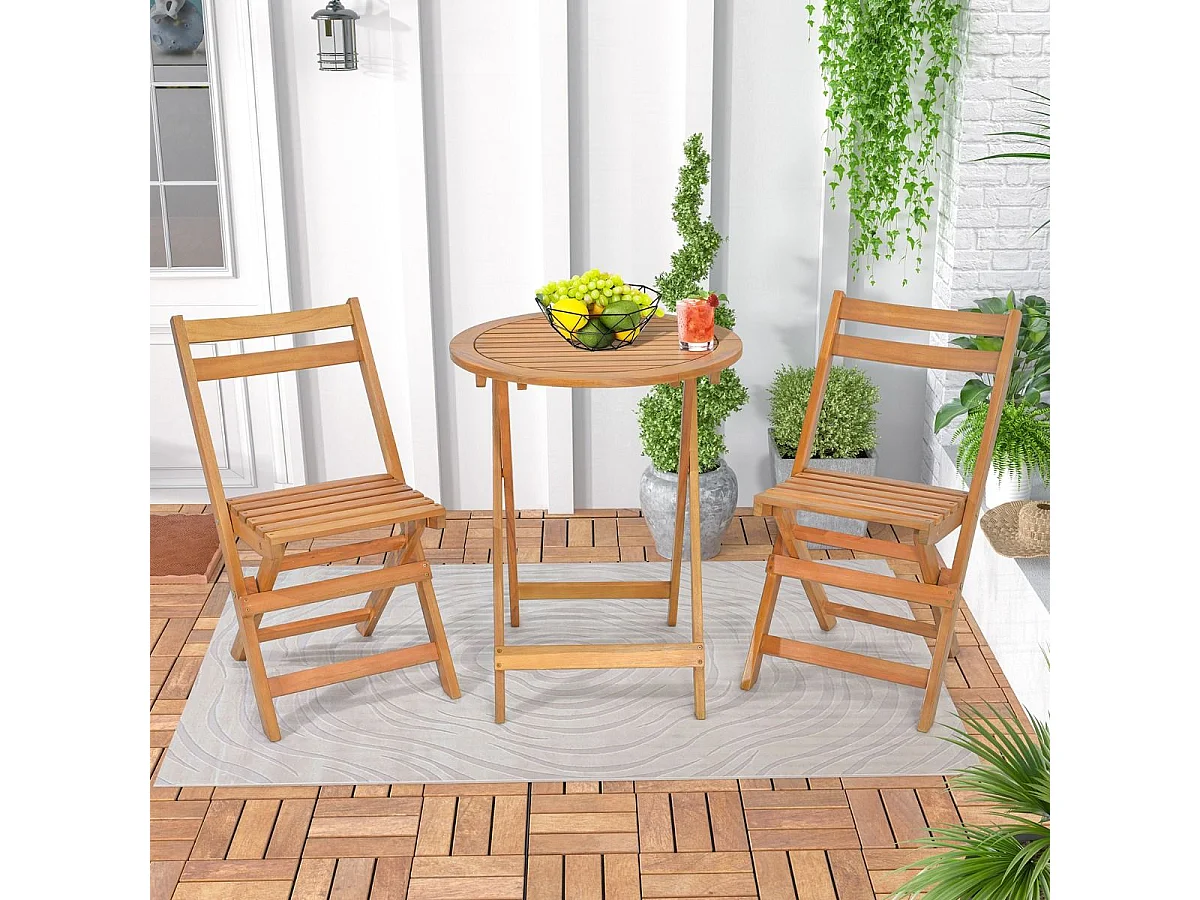 Gartenmöbel-Set: Tisch + 2 Klappstühle