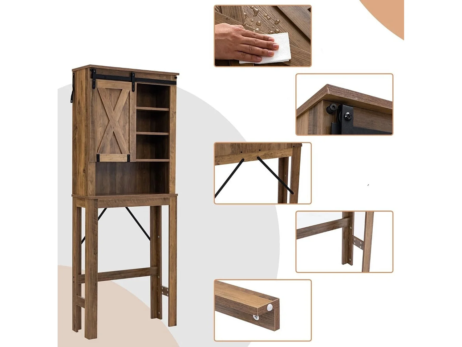 Meuble de salle de bains Meuble à placer au-dessus des toilettes 67 x 25 x 172 cm
