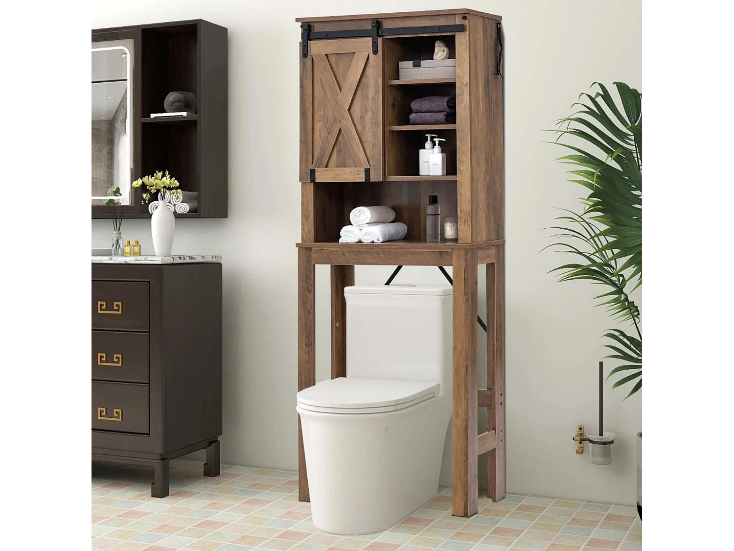 Meuble de salle de bains Meuble à placer au-dessus des toilettes 67 x 25 x 172 cm
