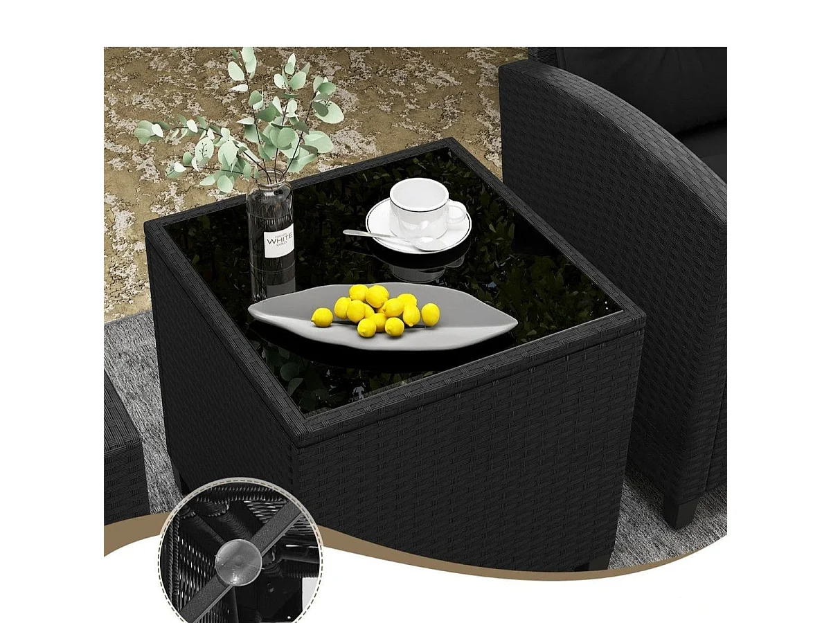 Rattan-Gartenmöbel: 2 Sessel + Gartentisch