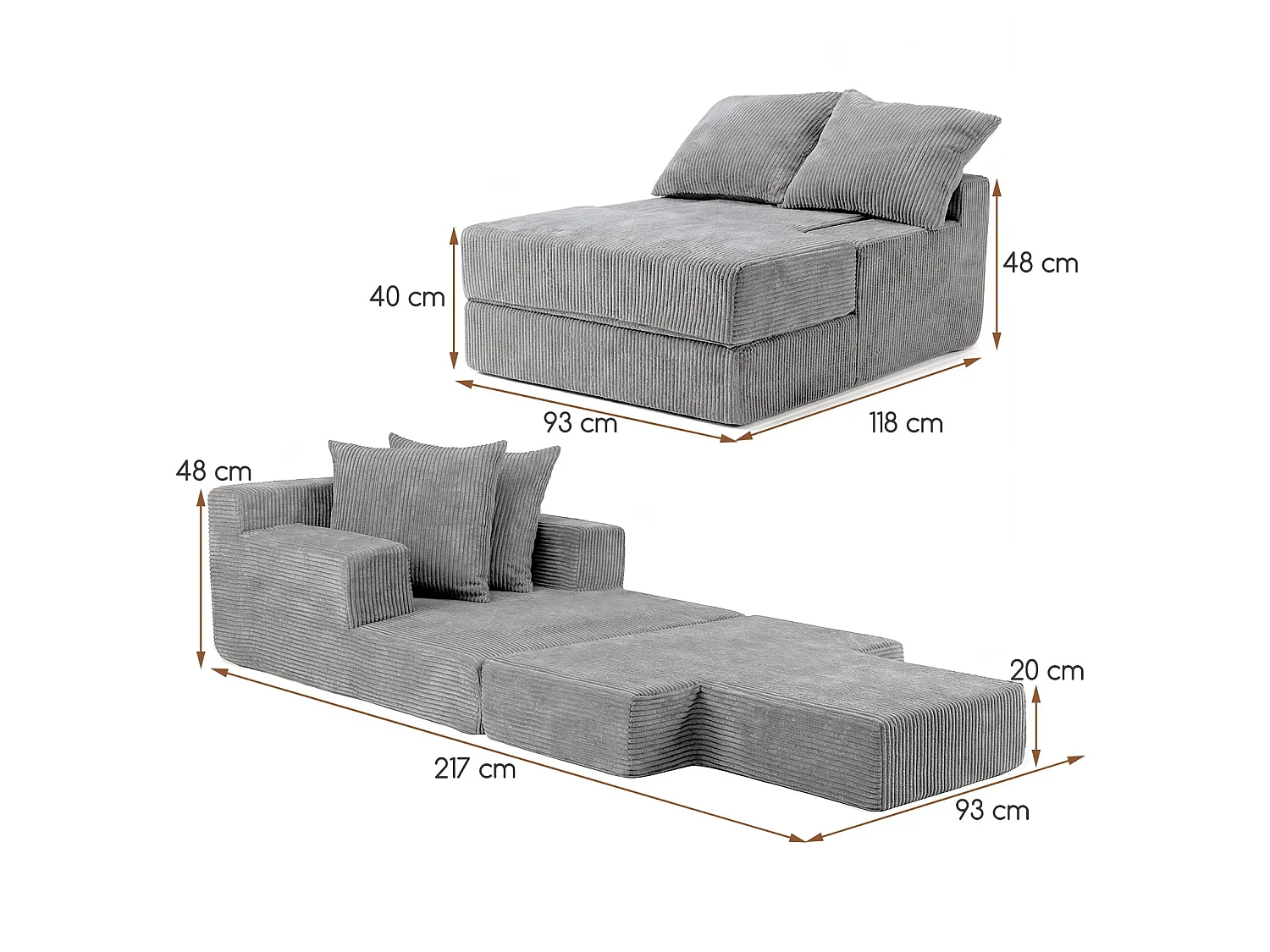 Udtrækssofa af skumgummi Sofa med sovefunktion