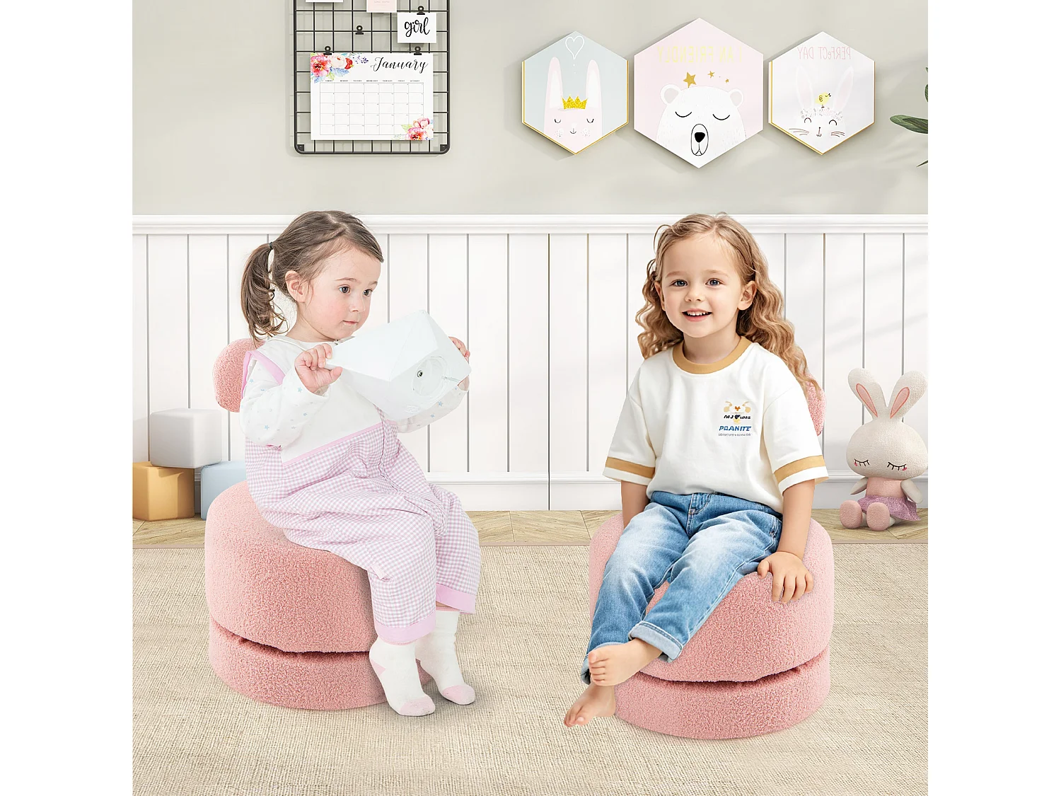 Set: Kinder-Drehhocker, Drehstühle (2 Stück)