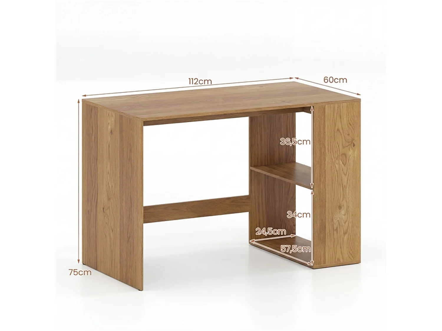 Bureau informatique avec étagères