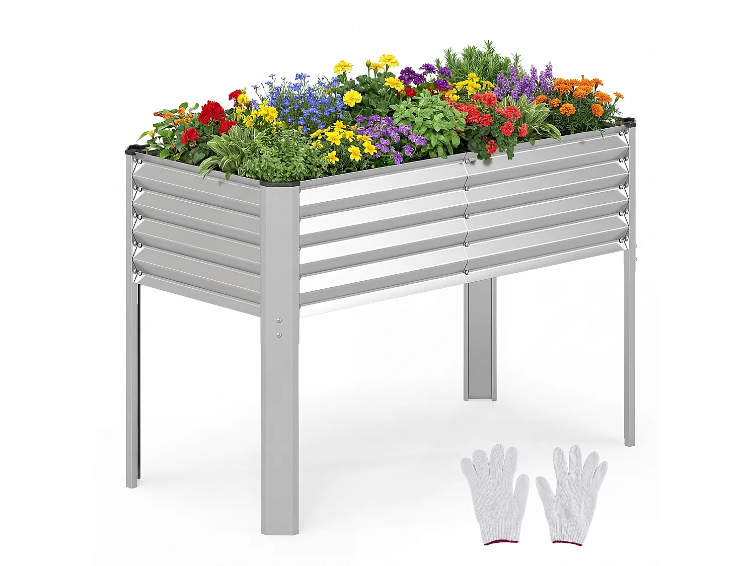 Højtstående metalplantekasse til haven Højtstående blomsterbed