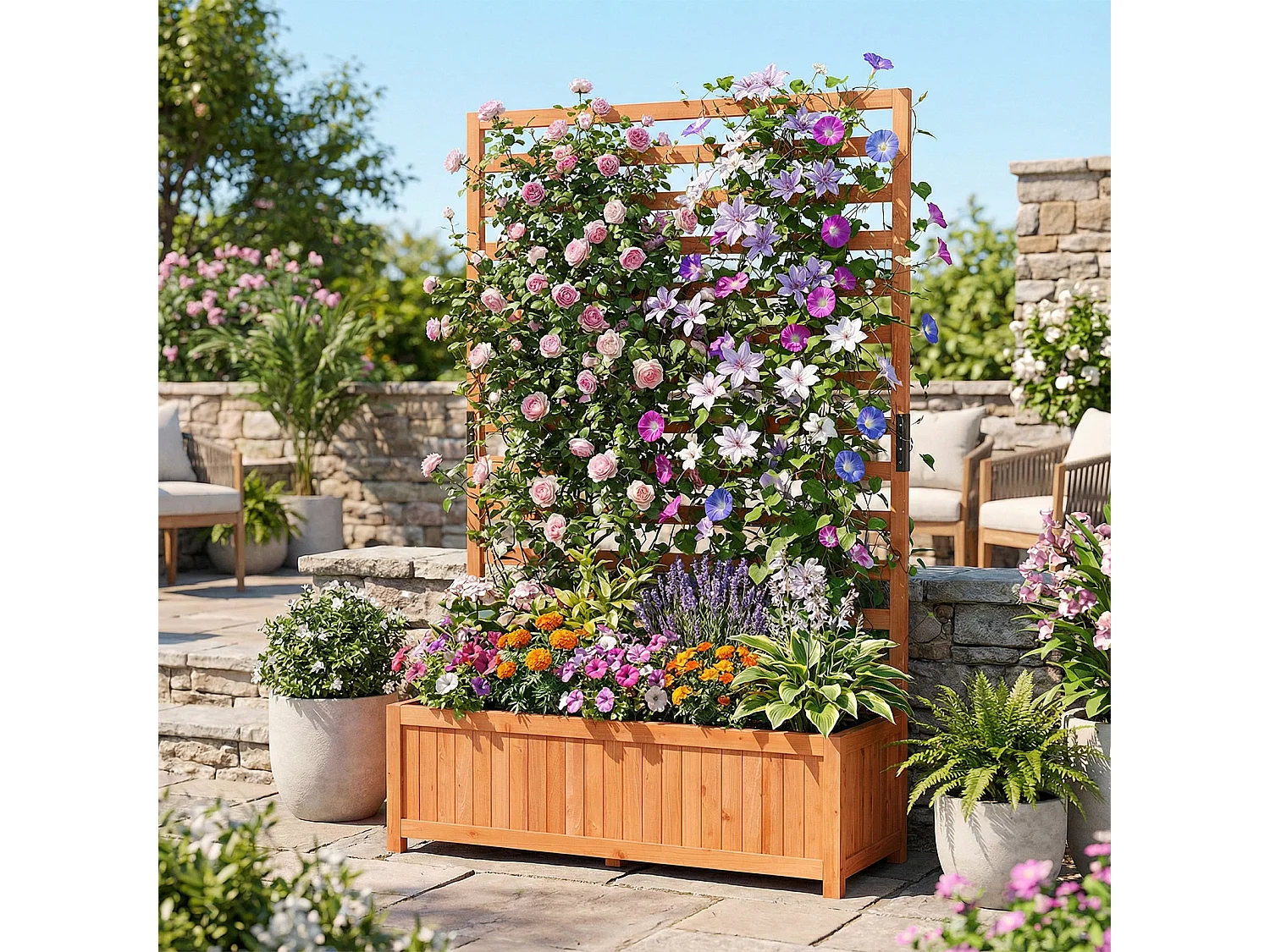 Jardinière avec treillis pour plantes grimpantes « Pergola »