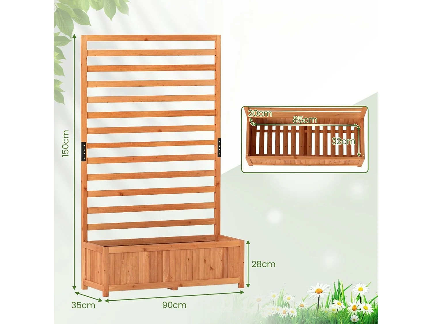 Jardinière avec treillis pour plantes grimpantes « Pergola »
