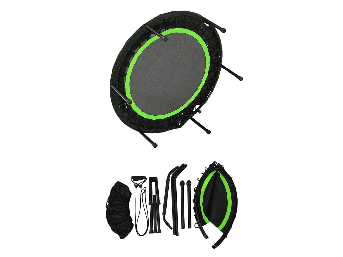 Mini trampolino fitness pieghevole con altezza regolabile e 2 fasce elastiche