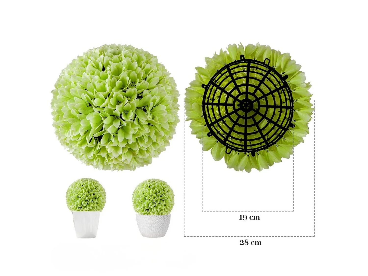 Set di piante decorative artificiali a forma di sfera, Ø 28 cm, 2 pezzi
