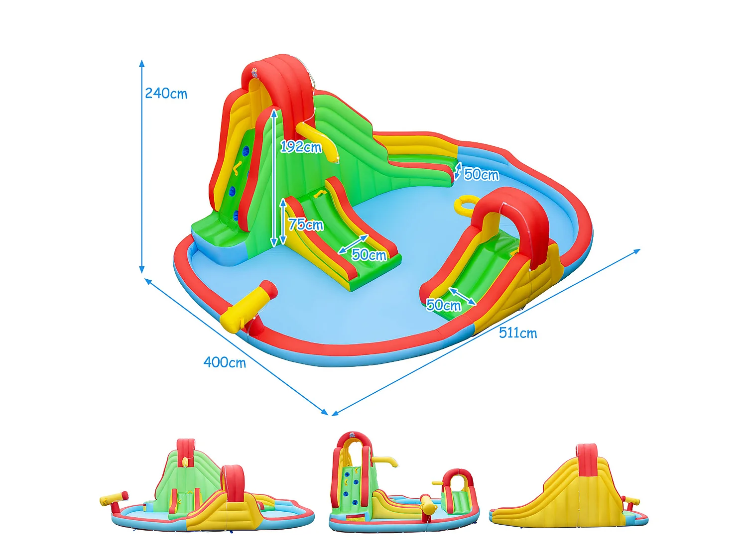 Château gonflable avec toboggan et pataugeoire – Aire de jeux gonflable