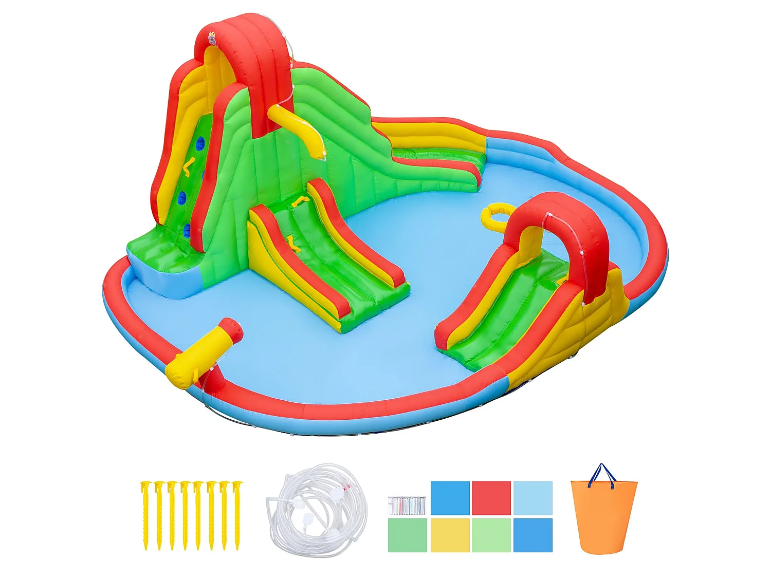 Château gonflable avec toboggan et pataugeoire – Aire de jeux gonflable
