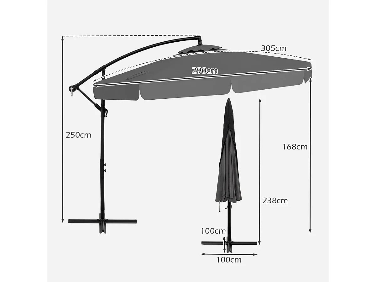 Fällbart trädgårdsparaply Trädgårdsparaply 305 cm med skyddsöverdrag