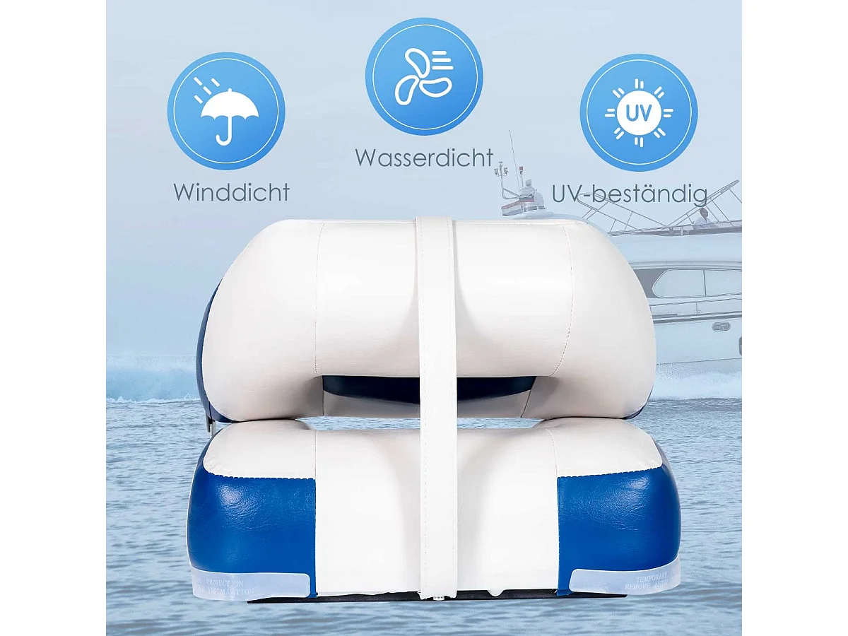 Bootsstuhl 2er Set Klappbarer Sitz 50 x 42 x 52 cm Blau+ Weiß