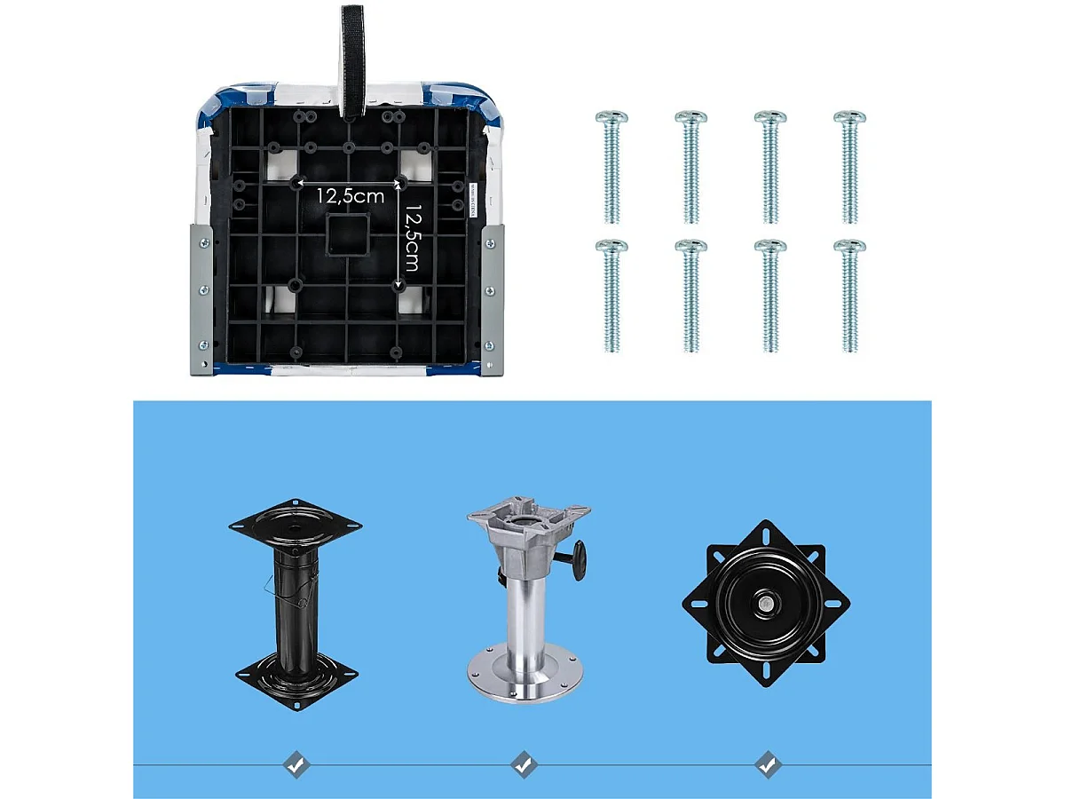 Bootsstuhl 2er Set Klappbarer Sitz 50 x 42 x 52 cm Blau+ Weiß