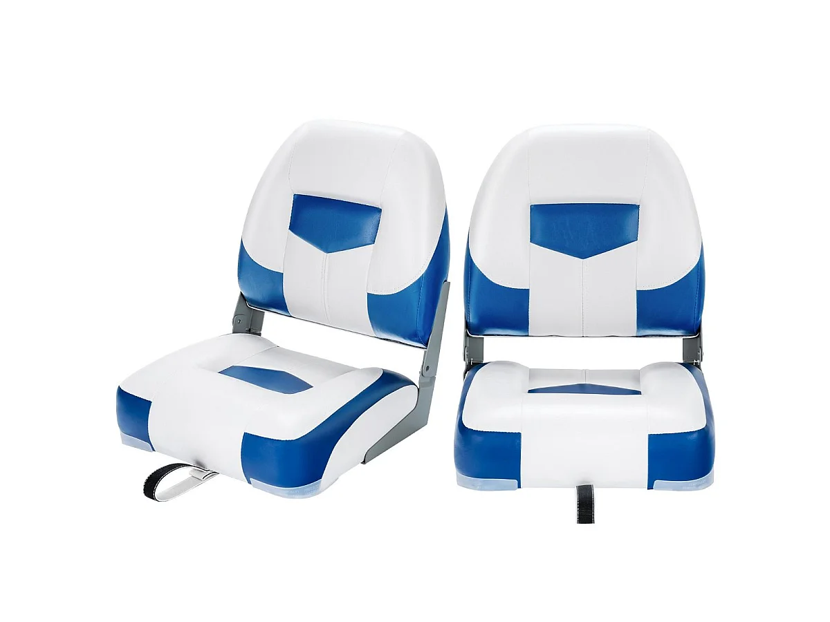 Bootsstuhl 2er Set Klappbarer Sitz 50 x 42 x 52 cm Blau+ Weiß