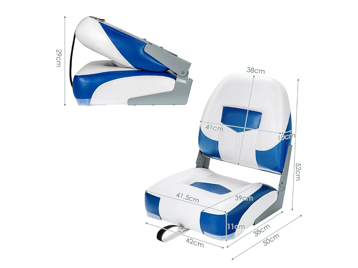 Bootsstuhl 2er Set Klappbarer Sitz 50 x 42 x 52 cm Blau+ Weiß