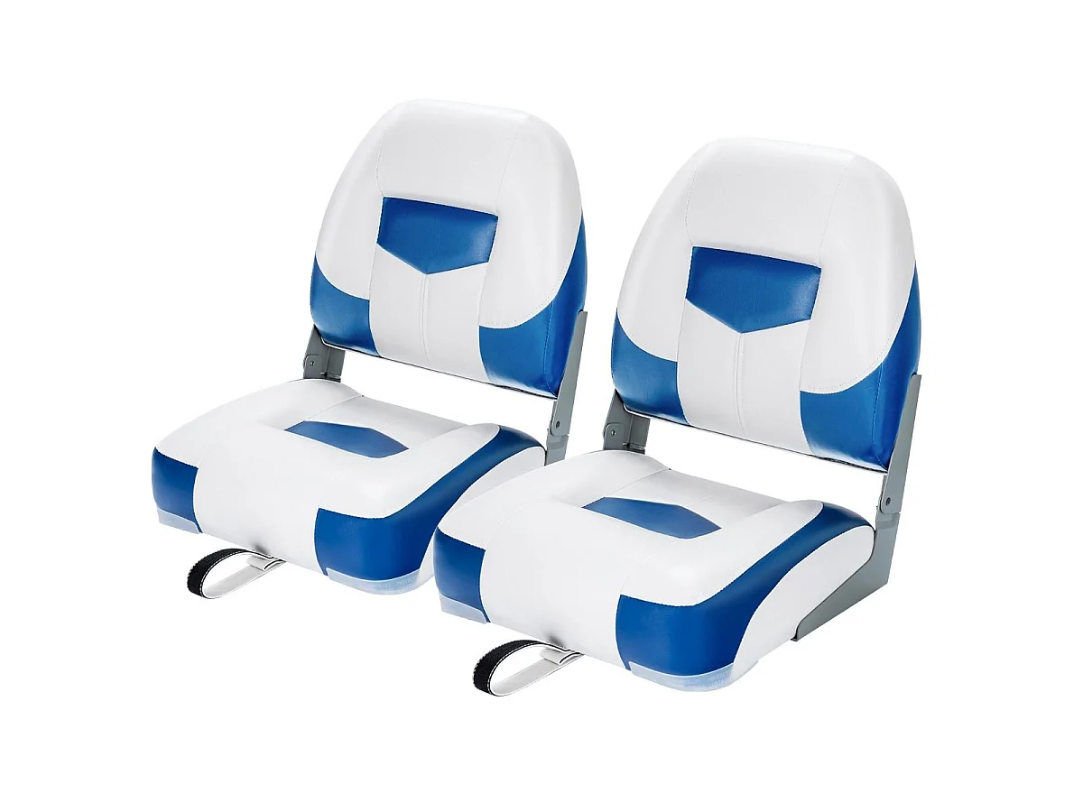 Bootsstuhl 2er Set Klappbarer Sitz 50 x 42 x 52 cm Blau+ Weiß