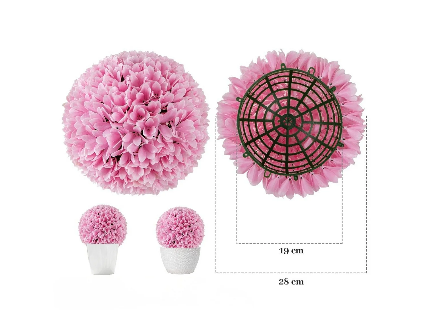 Set di piante decorative artificiali a forma di sfera, Ø 28 cm, 2 pezzi