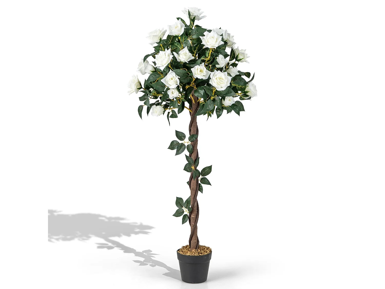 Alberello artificiale con rose bianche, 120 cm. Pianta ornamentale