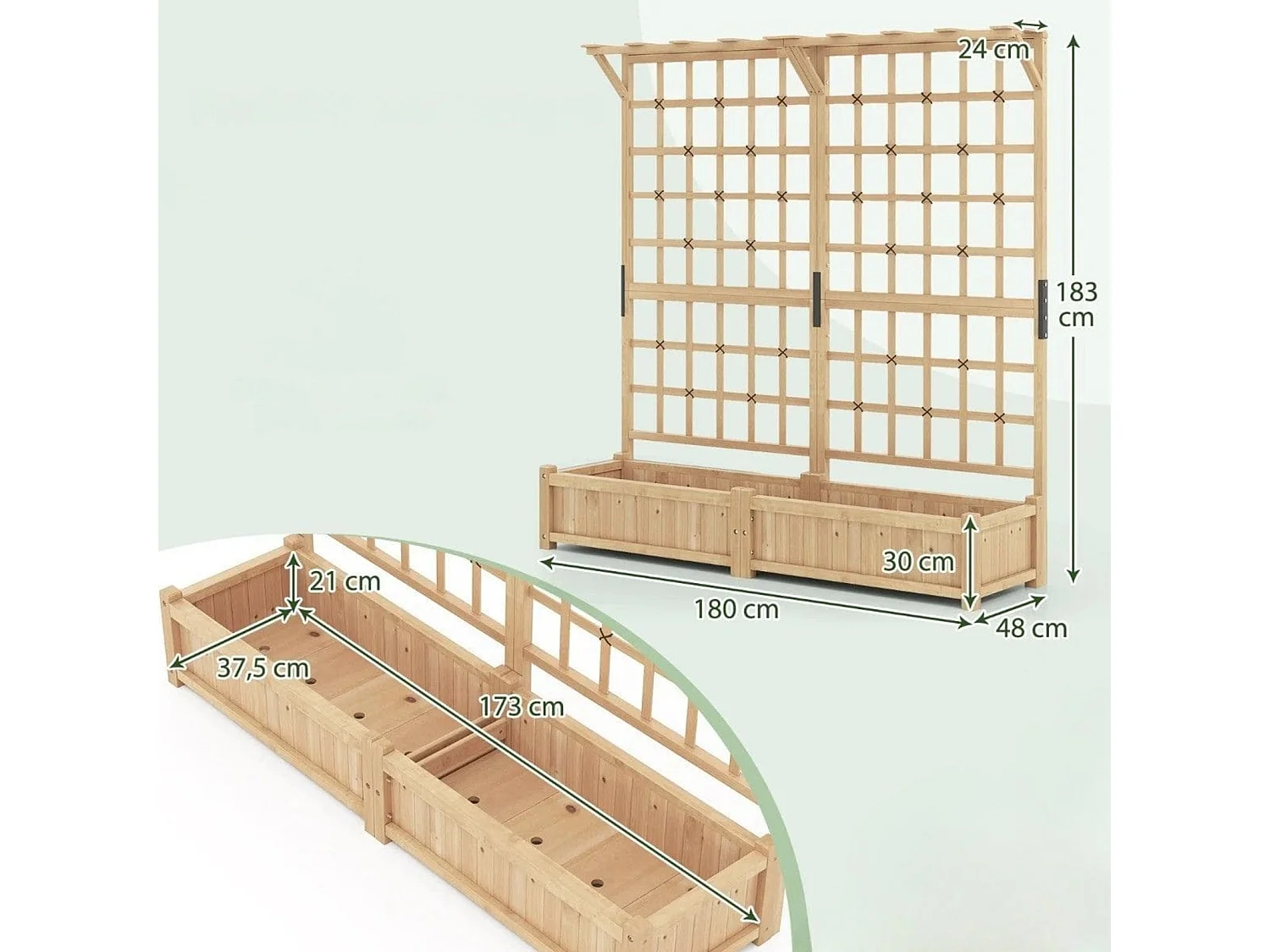 Jardinière double avec pergola Pour les plantations Parterre de fleurs Jardin botanique