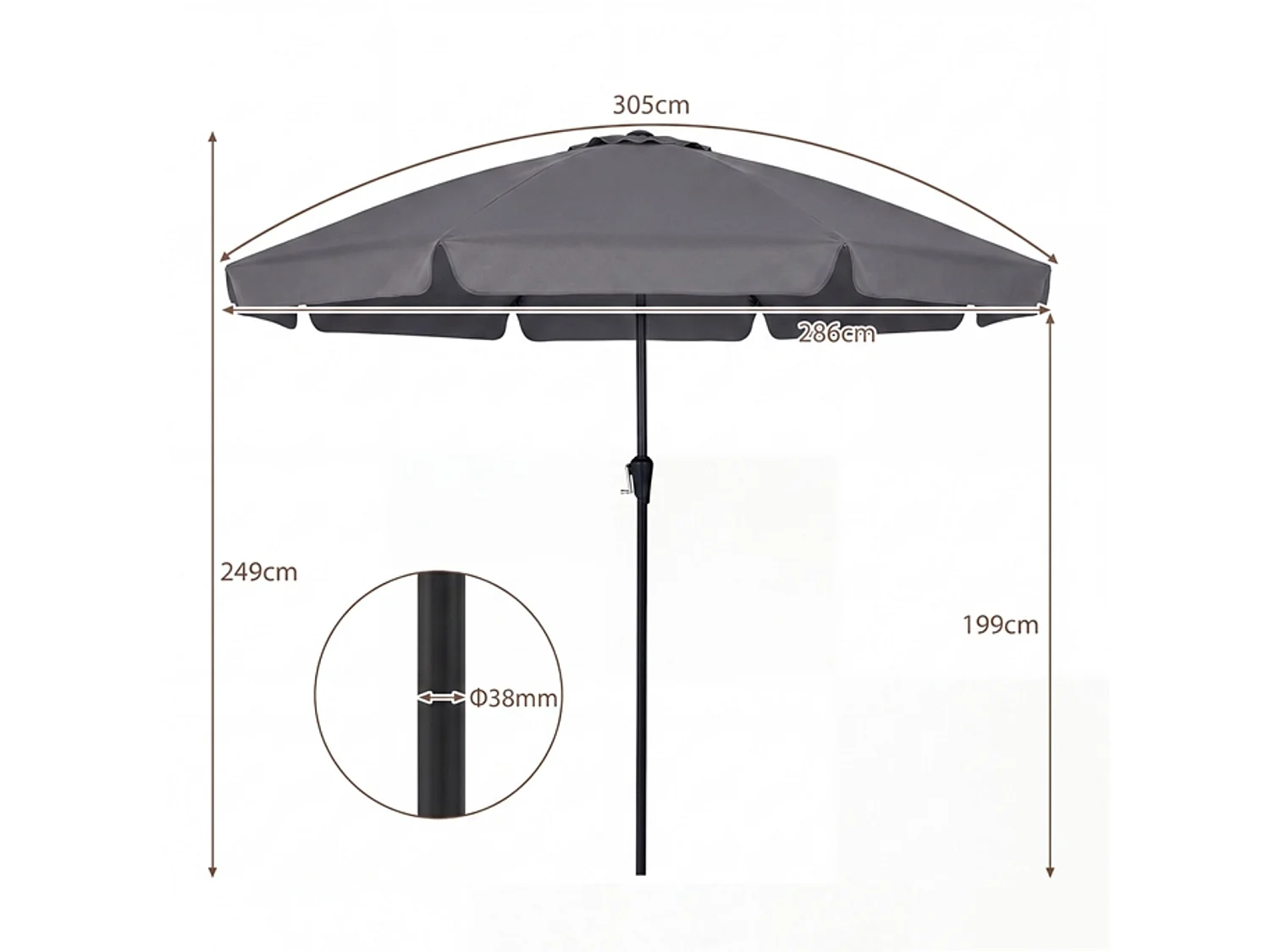 Haveparasol med justerbar hældningsvinkel Parasol til haven