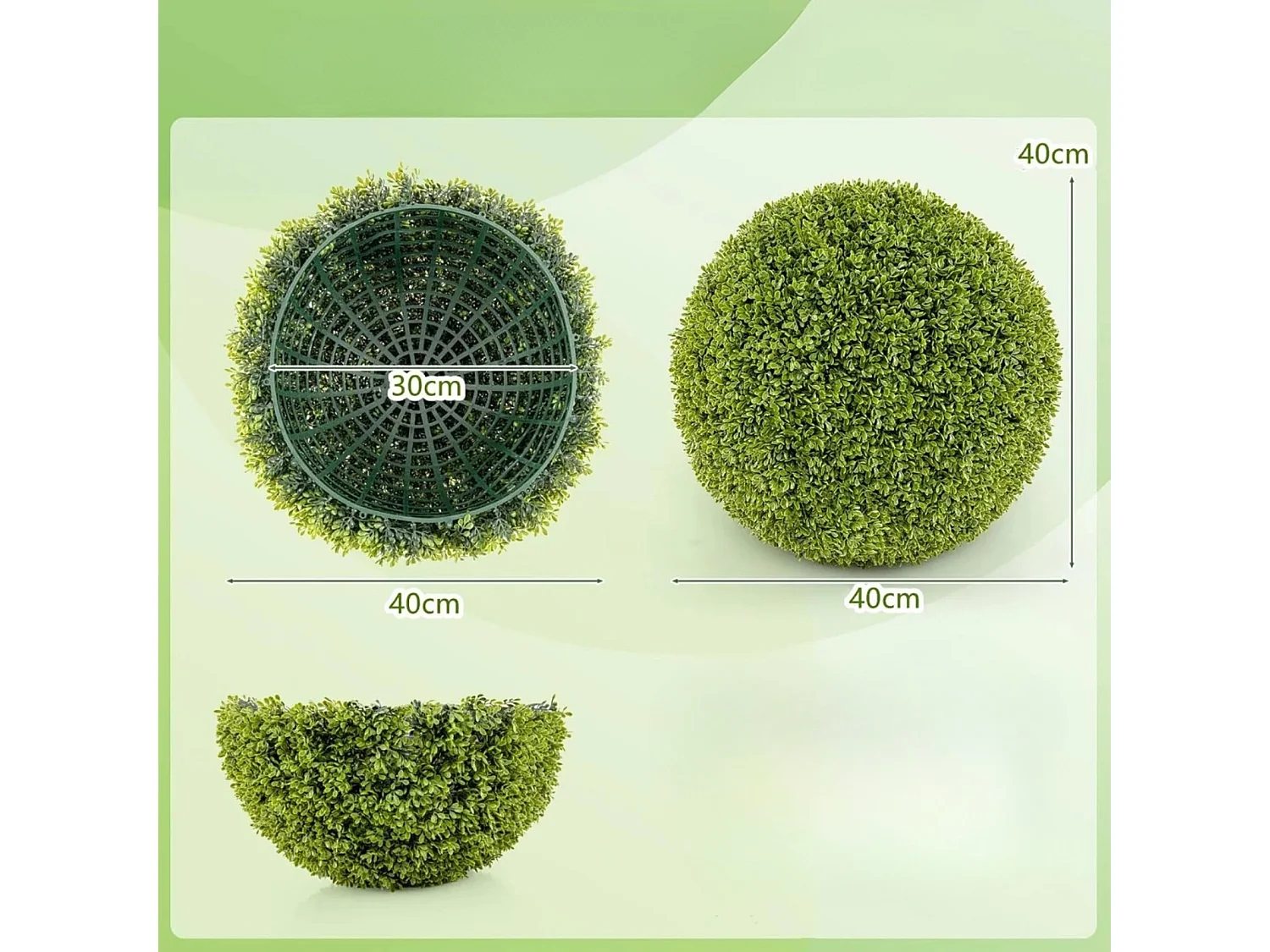 Set di piante decorative artificiali: bosso, 2 pezzi