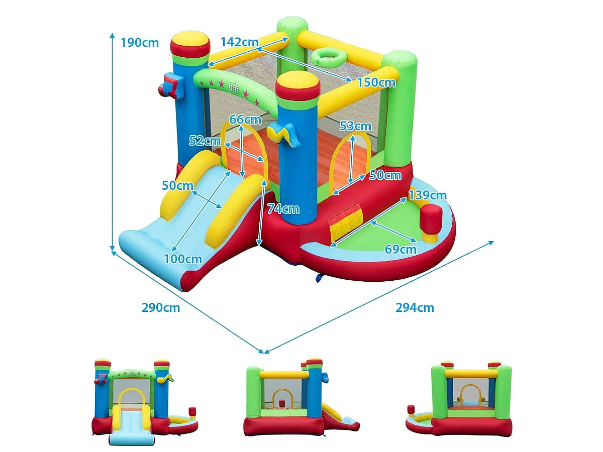 Château gonflable avec toboggan – Aire de jeux gonflable pour enfants 290 x 294 x 190 cm