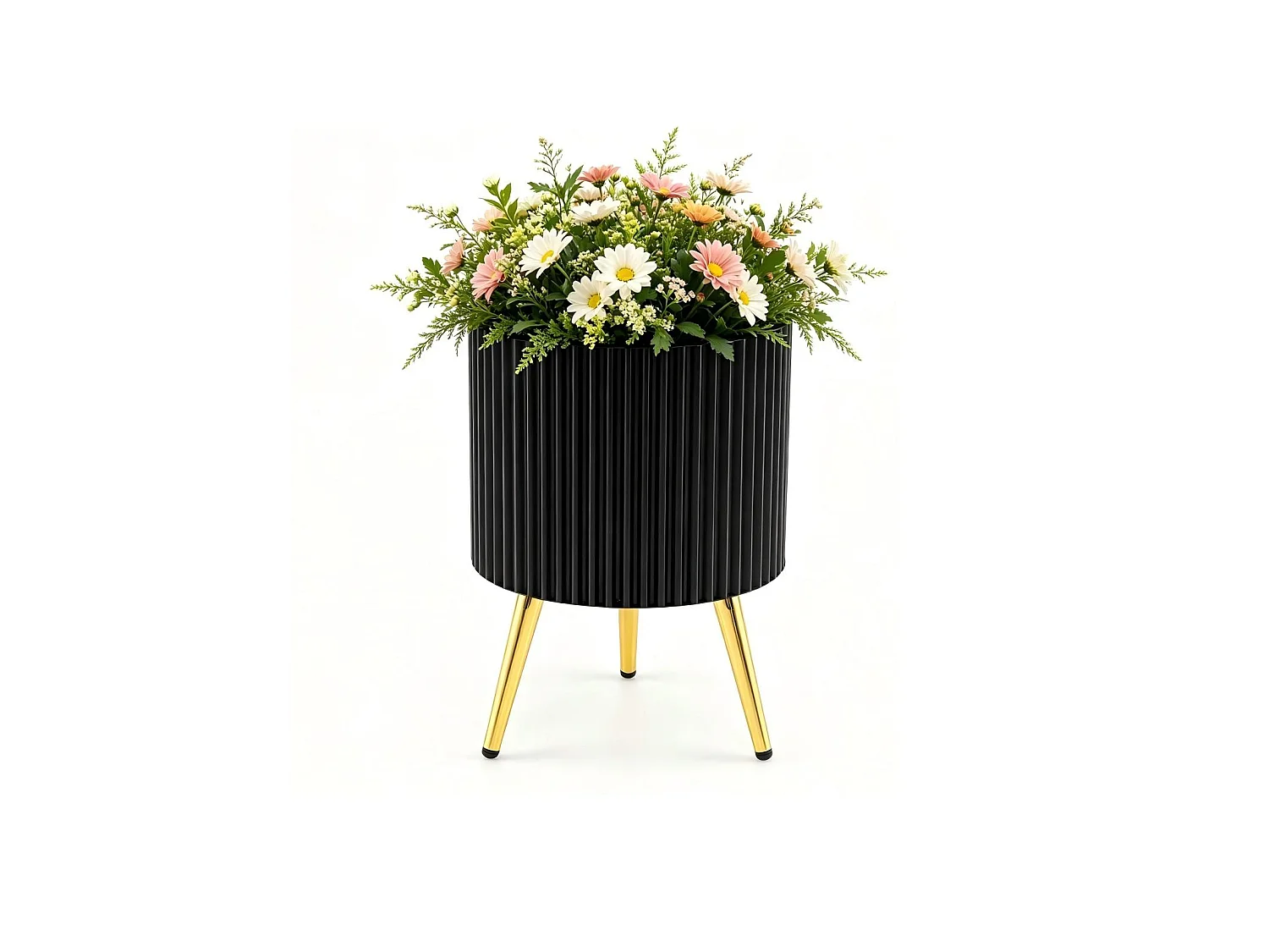 Cache-pot métallique à 3 pieds. Petit pot décoratif