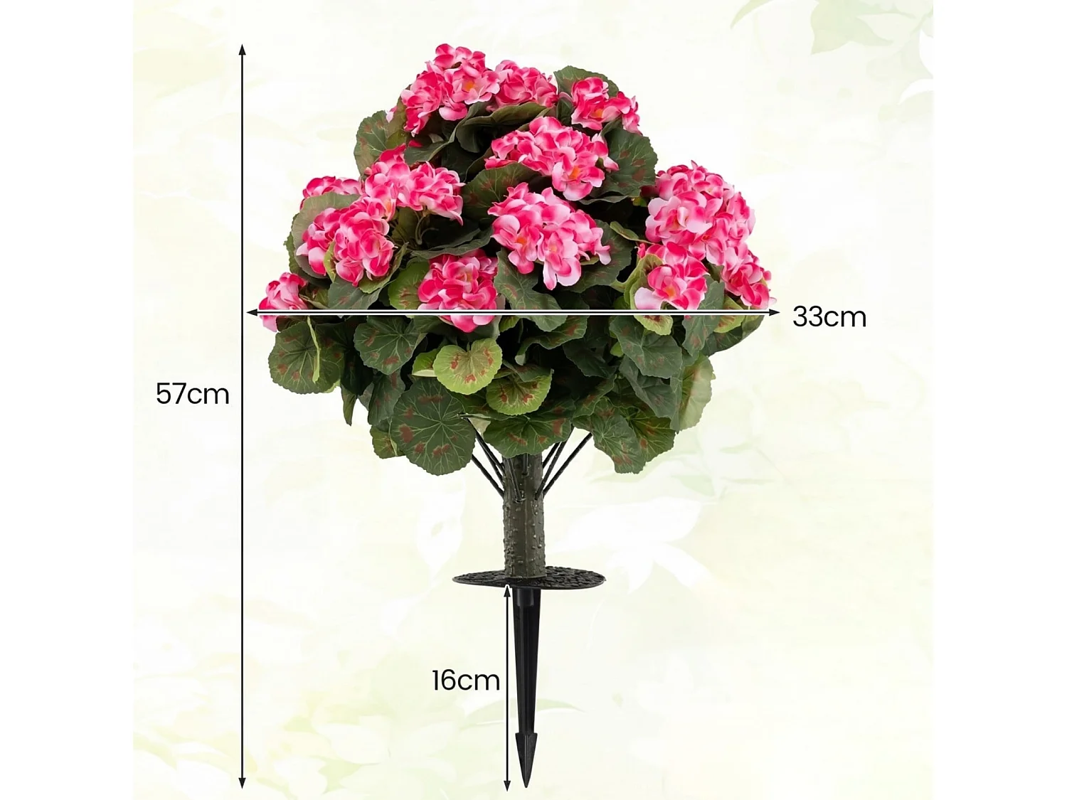 Set di gerani artificiali con fiori rosa, 2 pezzi