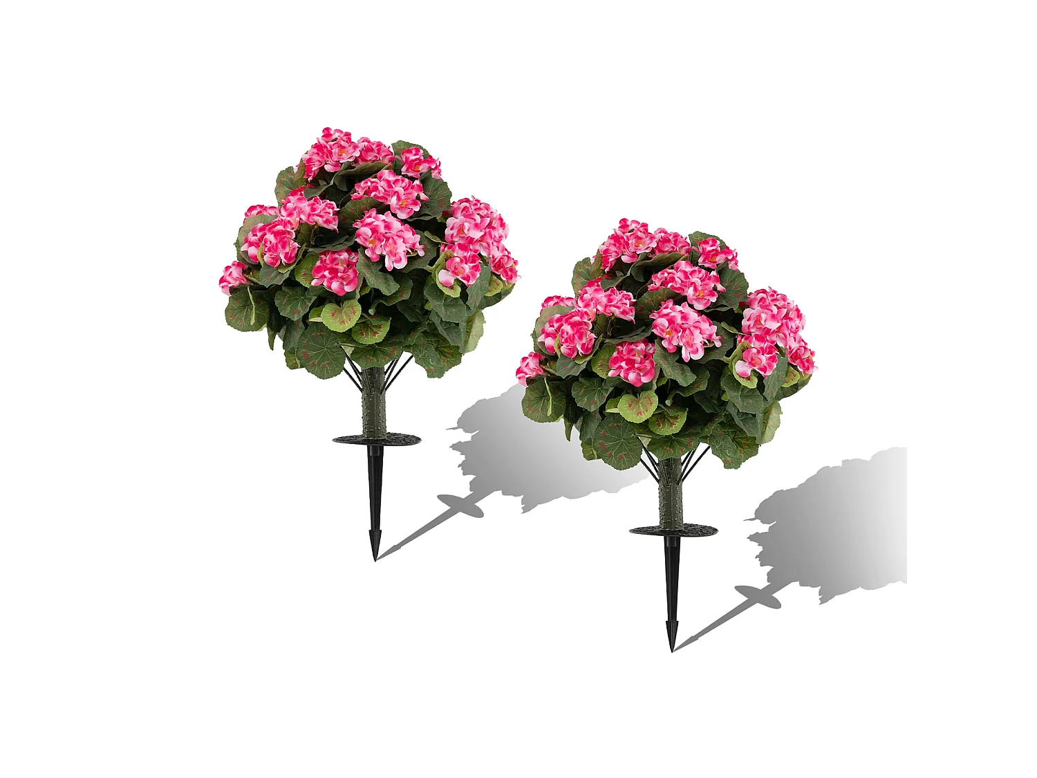 Set di gerani artificiali con fiori rosa, 2 pezzi