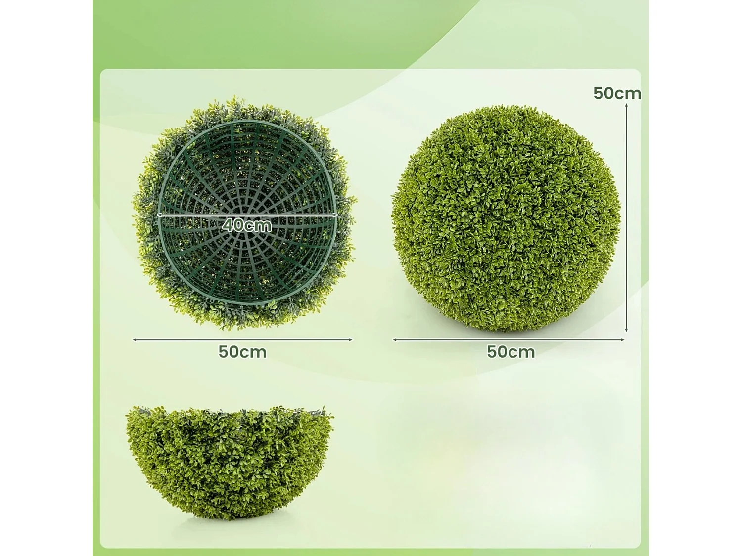 Set di piante decorative artificiali: bosso, 2 pezzi
