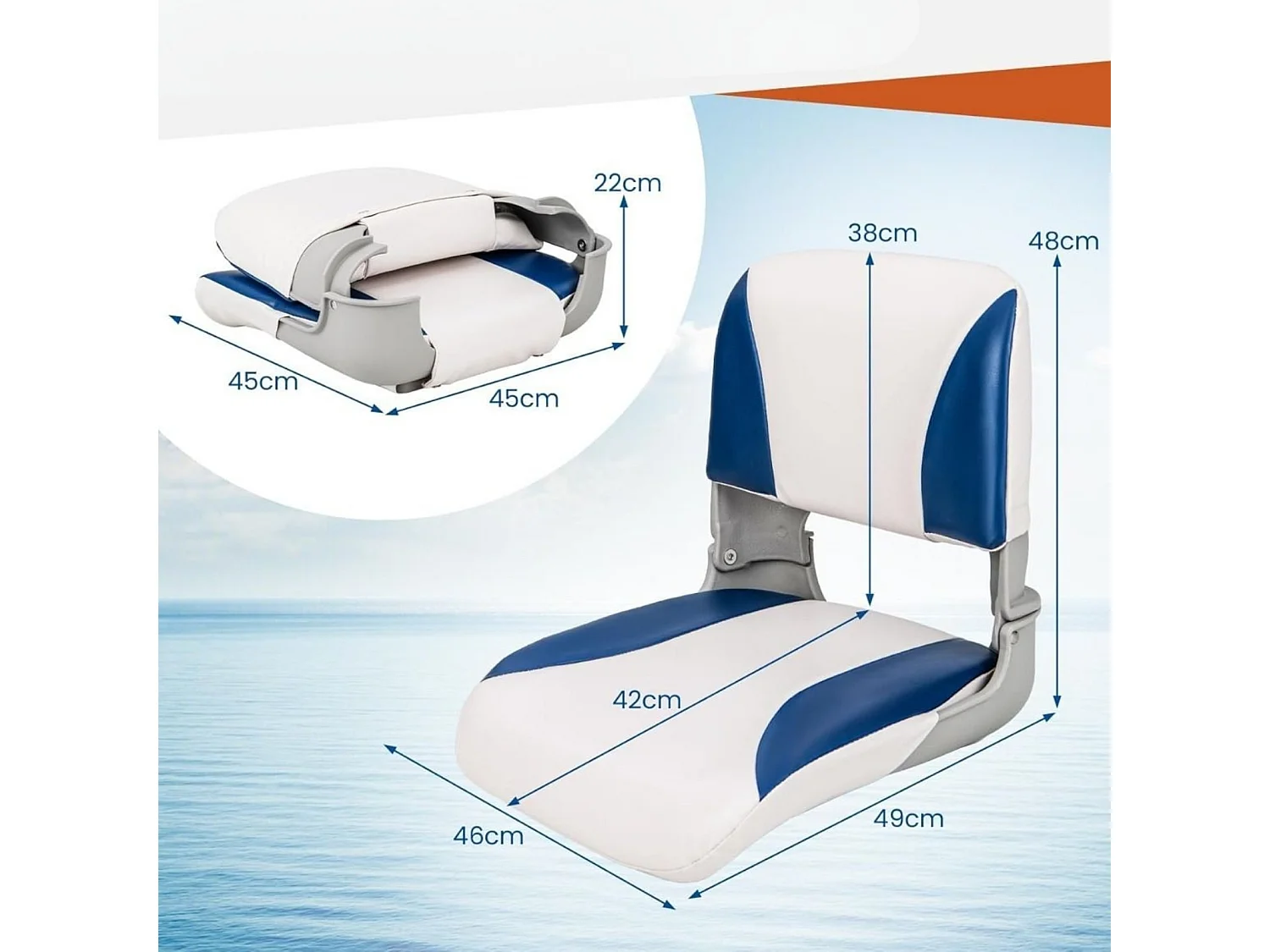 Set mit 2 klappbaren Bootsstühlen mit Schaumstoffpolsterung