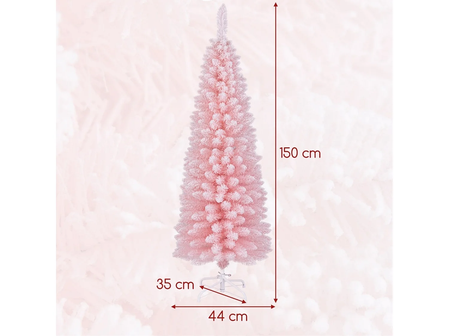 Albero di Natale artificiale rosa a forma di matita, 150 cm
