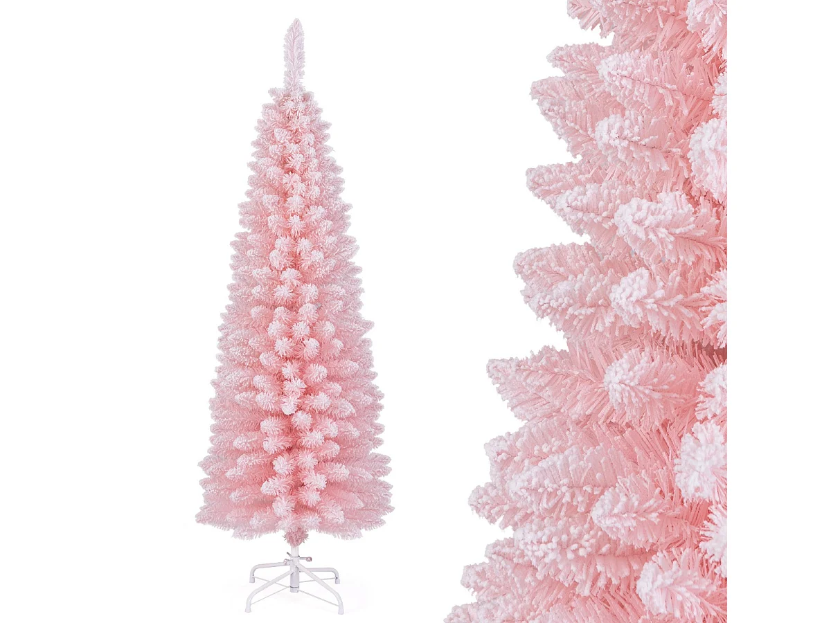 Albero di Natale artificiale rosa a forma di matita, 150 cm