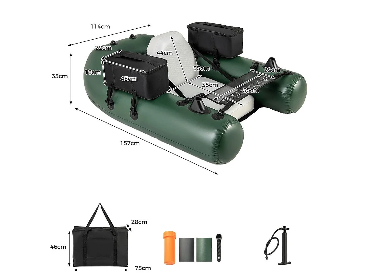 Belly Boat – Angel-Schlauchboot mit Taschen