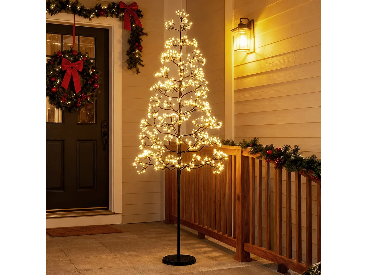 Alberello luminoso a LED da 150 cm, 1000 LED bianco caldo - Nero