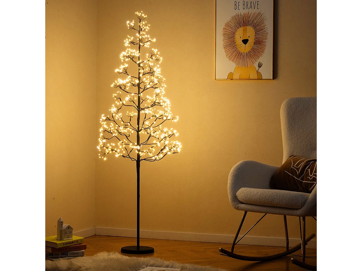 Alberello luminoso a LED da 150 cm, 1000 LED bianco caldo - Nero