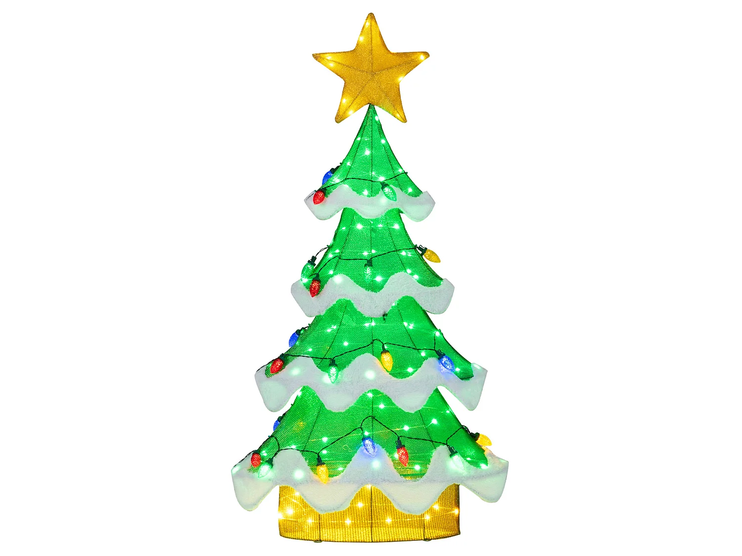 Albero di Natale LED 3D da 157 cm con stella e lucine a forma di fragole - verde