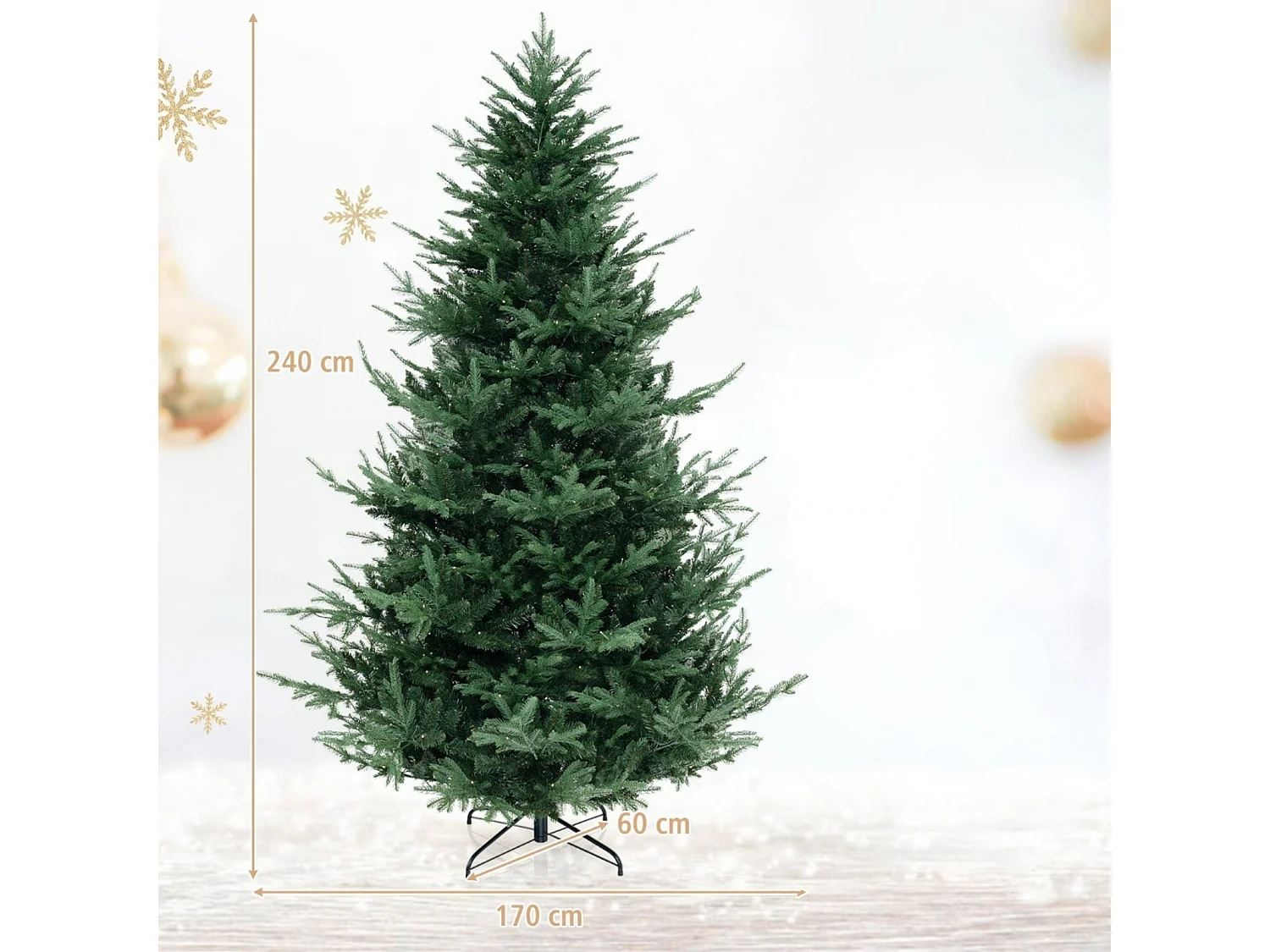 Albero di Natale artificiale da 240 cm, 450 LED, luce bianca calda - verde