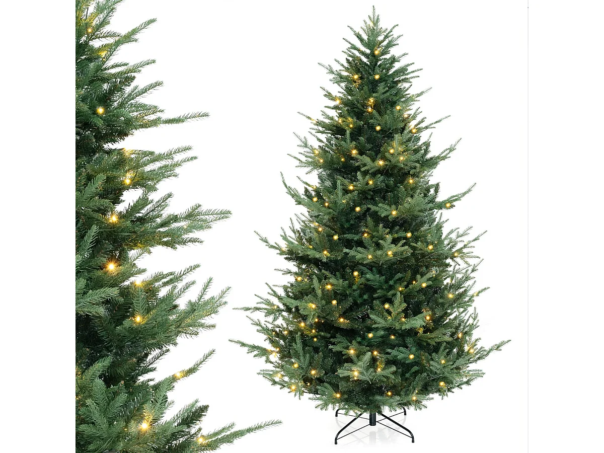 Albero di Natale artificiale da 240 cm, 450 LED, luce bianca calda - verde