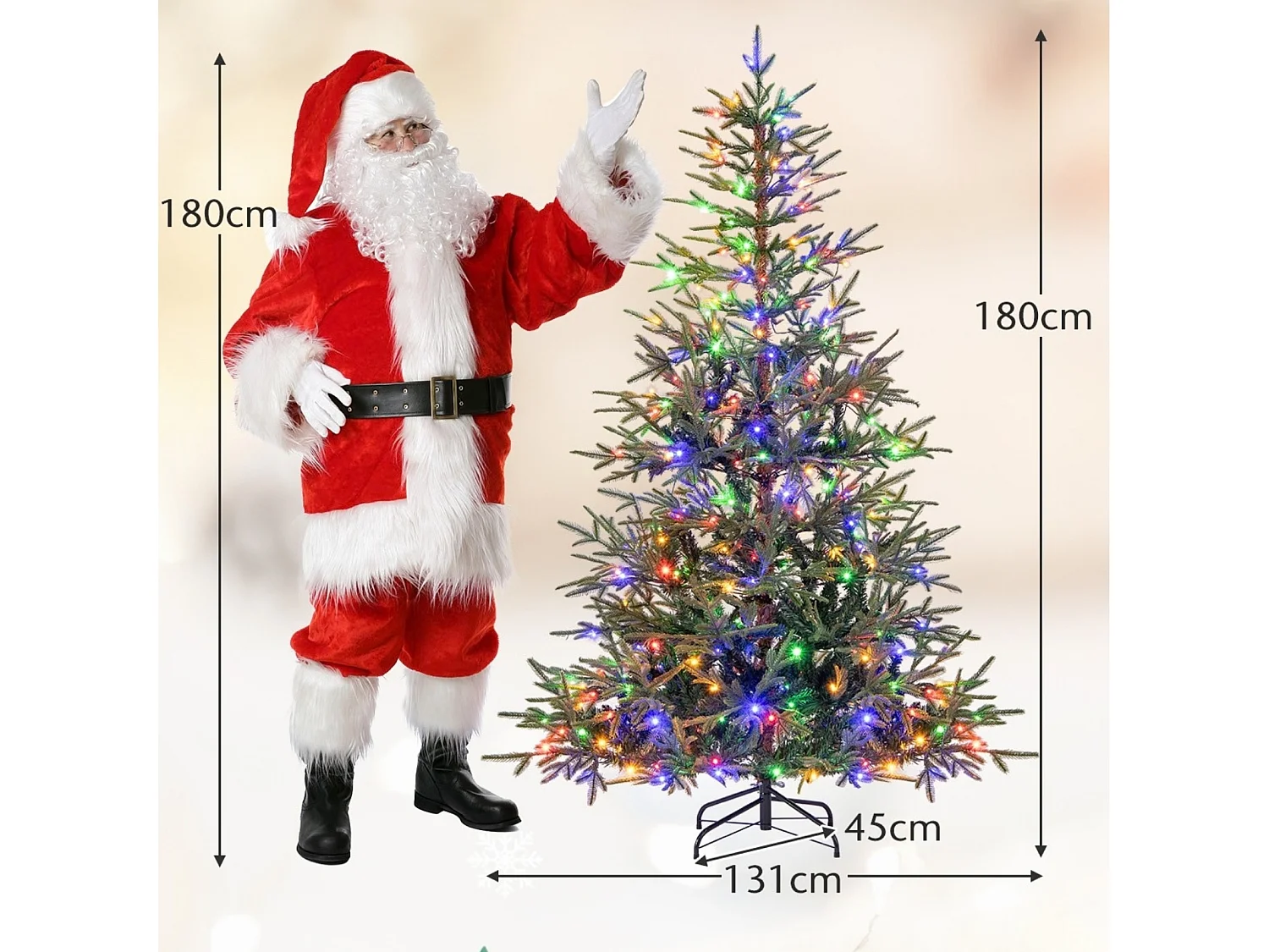 Albero di Natale artificiale con luci a LED, 180 cm