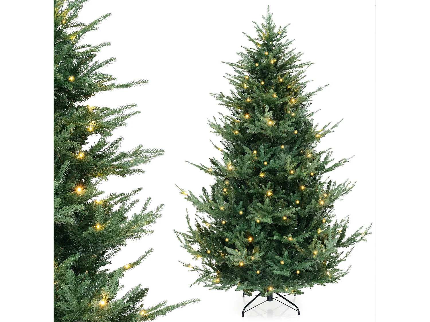 Albero di Natale artificiale da 210 cm, 340 LED bianco caldo - verde