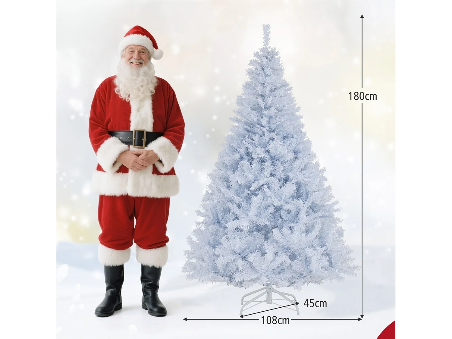 Albero di Natale artificiale bianco con luci a LED, 180 cm