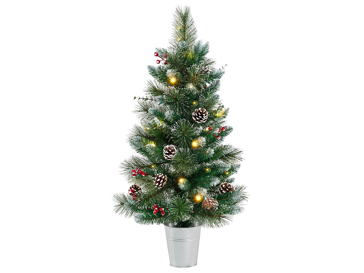 Albero di Natale artificiale con decorazioni e luci LED, 90 cm