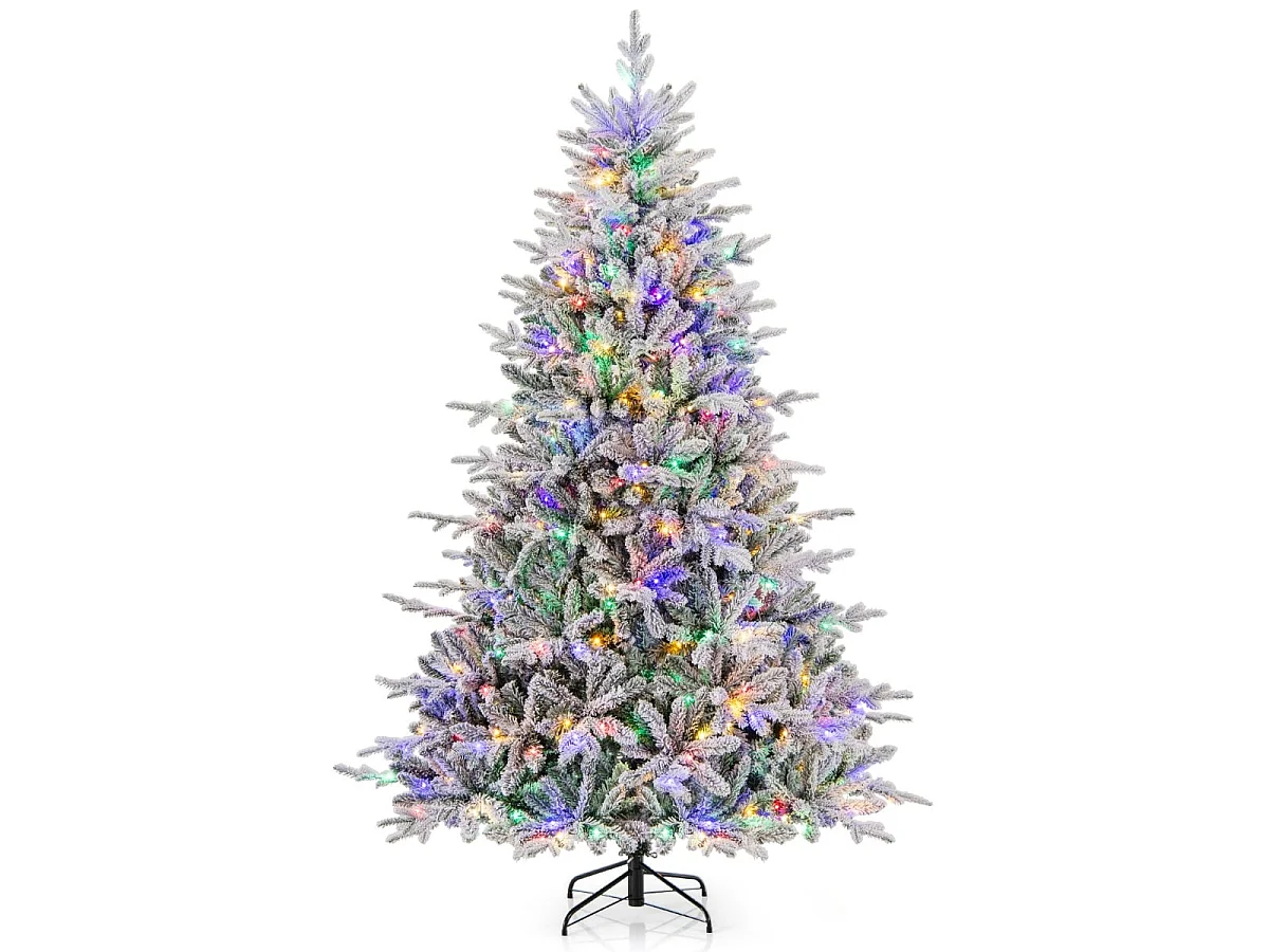 Albero di Natale artificiale con neve artificiale e luci LED, 218 cm