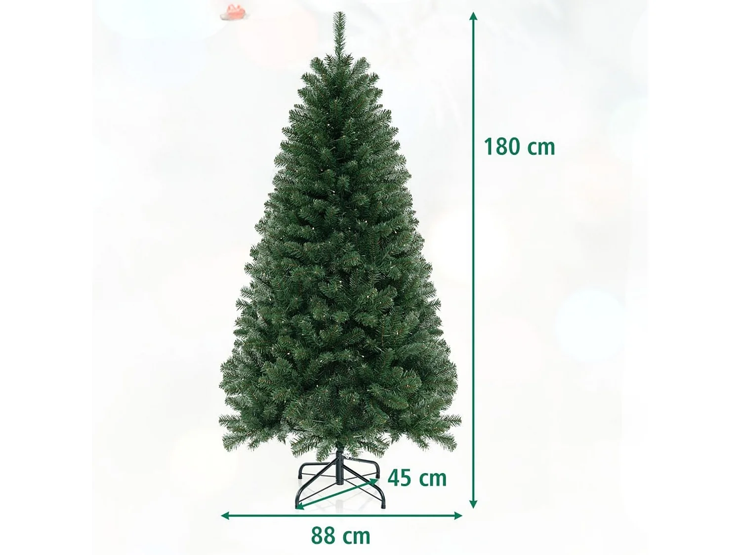 Albero di Natale artificiale da 180 cm, 568 rami, 200 LED - verde