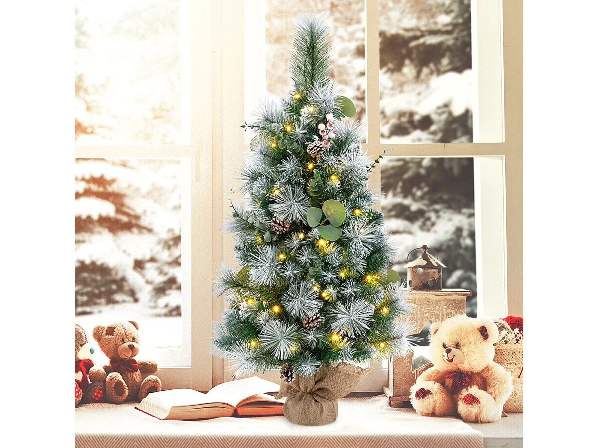 Albero di Natale artificiale con decorazioni e luci LED, 90 cm