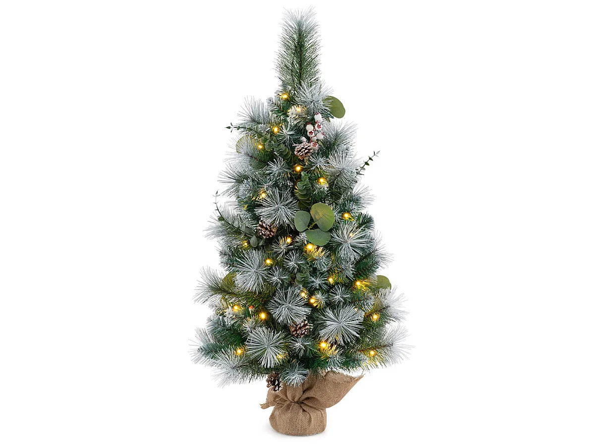 Albero di Natale artificiale con decorazioni e luci LED, 90 cm