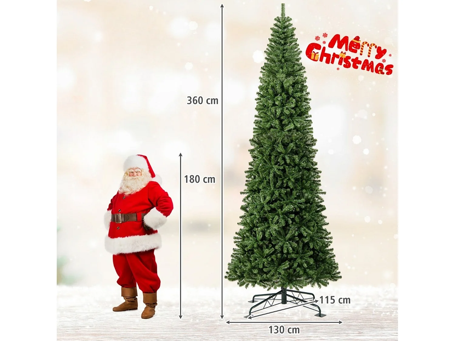 Albero di Natale artificiale a forma di abete, 360 cm, 1030 LED, 2536 rami - verde